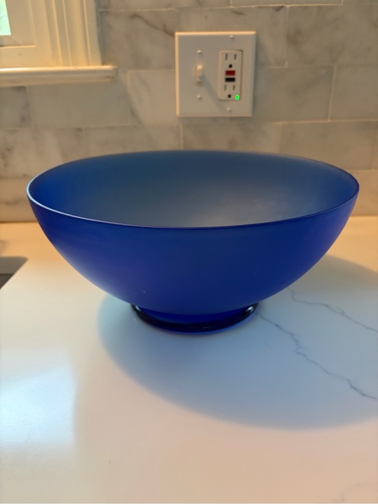Vintage Other - Cobalt Blue Vintage Frosted Glass Bowl 9.5 in Diameter 4.5 Inches High.
